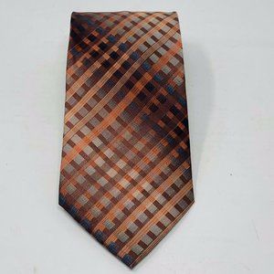 John Ashford Mens Necktie Orange Brown Diagonal